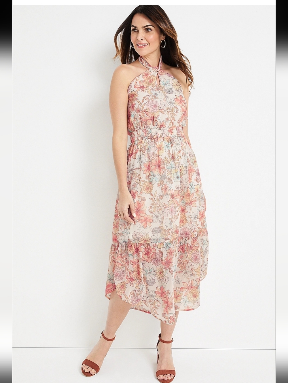 New Maurices Front Tie Floral Halter Dress
